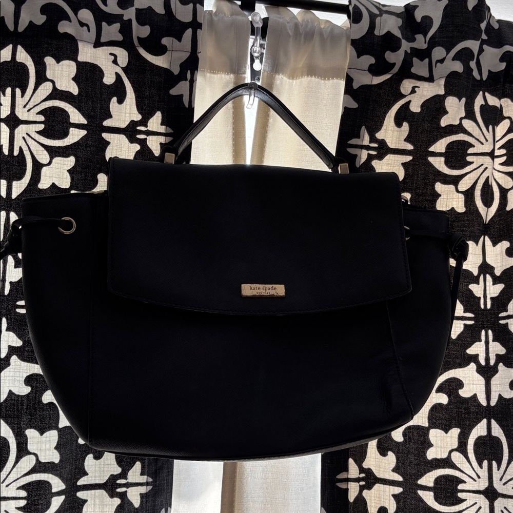 Kate Spade Black Flap Bag with Gold Accent